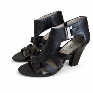 Michael Michael Kors Guiliana Black Leather Heels Sandals Size 9.5